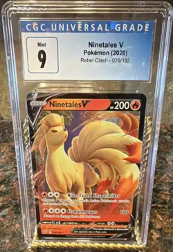 Pokemon Ninetales V #026/192 Swsh02 Rebel Clash 2020 Ultra Rare Holo CGC 9 - Image 1
