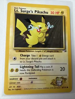 Lt. Surge‘s Pikachu - Pokemon - #81/132 - Gym Heroes - Original - Rare 1999-2000 - Image 1