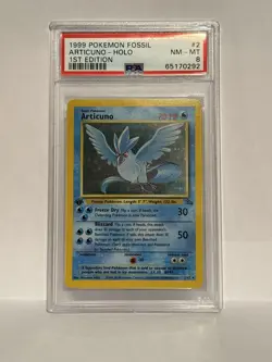 1999 Pokemon Fossil 1st Edition ARTICUNO HOLO 2/62 Graded PSA 8 NM-MT - Image 1