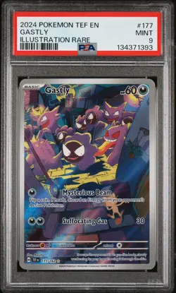 2024 POKEMON TEF EN-TEMPORAL FORCES ILLUSTRATION RARE #177 GASTLY PSA 9 - Image 1