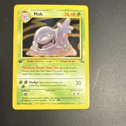 Pokemon TCG Muk Fossil Rare Regular 13/62 70 HP 1999 English - Image 1