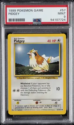 1999 POKEMON BASE SET UNLIMITED #57 PIDGEY PSA 9 - Image 1