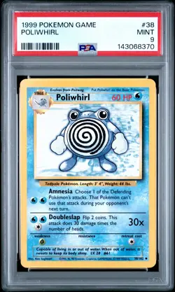 1999 POKEMON GAME #38 POLIWHIRL PSA 9 - Image 1