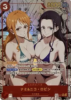 Nami And Nico Robin - One Piece Custom Sexy Waifu Doujin Trading Card Manga Art - Image 1