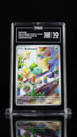 Pokemon TCG Bulbasaur Stellar Crown Illustration Holo Card 143/142 TAG 10 - Image 1