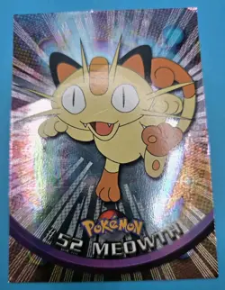 Meowth #52 Chrome Holo Foil Starburst Rare Pokemon 1999 Topps Card TV Animation - Image 1