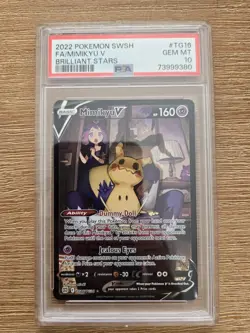 2022 Pokemon SWSH Brilliant Stars Mimikyu V TG16 PSA 10 GEM MT *scratch on slab - Image 1