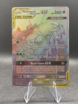 Pokemon Pheromosa & Buzzwole GX 215/214 Secret Rare Sm-Unbroken Bonds Holo - Image 1