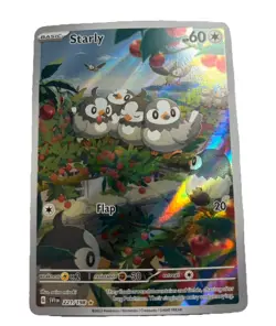 Pokemon TCG Starly Scarlet & Violet Base Set Holo Illustration Rare 221/198 LP - Image 1
