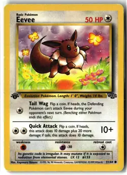 Eevee ⭐ 51/64 1st Edition Common Jungle 1999 Pokemon LP - Image 1