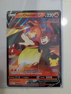 Pokemon TCG Lance's Charizard V SWSH133 Celebrations Black Star Promo Jumbo Card - Image 1