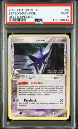 PSA 9 MINT Espeon 4/113 Reverse Holo Stamped Pokemon 2005 EX Delta Species - Image 1
