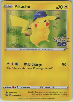 Pikachu (28) Holo Rare Pokemon GO 028/078 NM - Image 1