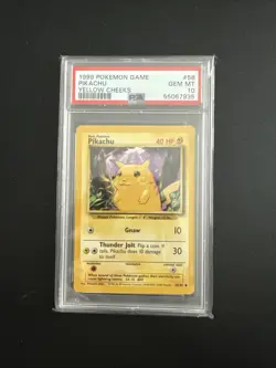 1999 POKEMON BASE SET UNLIMITED YELLOW CHEEKS #58 PIKACHU PSA 10 - Image 1