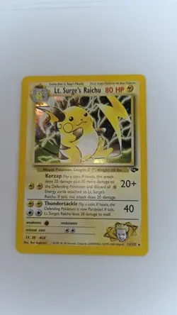 Pokemon Gym Challenge Lt. Surge’s Raichu 11/132 Holo Rare Unlimited LP - Image 1