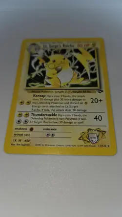 Pokemon Gym Challenge Lt. Surge’s Raichu 11/132 Holo Rare Unlimited LP - Image 2
