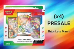 PRESALE (x4) Pokemon First Partner Illustration Collection Series 1: Late March - Image 1