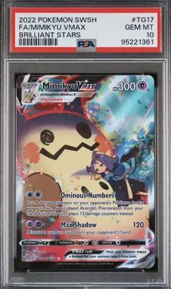 2022 POKEMON SWORD & SHIELD BRILLIANT STARS #TG17 FULL ART/MIMIKYU VMAX PSA 10 - Image 1