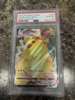 Pokemon Pikachu VMAX Full Art Ultra Rare Holo Vivid Voltage 044/185 PSA 10 - Image 1