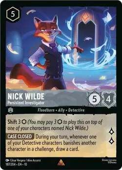 Disney Lorcana Whispers in the Well Nick Wilde Persistent Investigator 187/204 - Image 1
