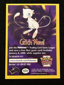 Catch Mew Pokemon The Movie 1999 WOTC Promo Card Vintage Square Corner Near Mint - Image 1
