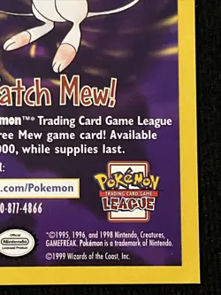 Catch Mew Pokemon The Movie 1999 WOTC Promo Card Vintage Square Corner Near Mint - Image 5