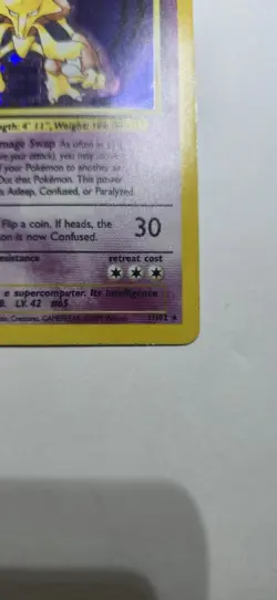 Pokemon TCG Alakazam Holo Rare Base Set 1/102 Stage 2 80 HP 1999 English Card - Image 4