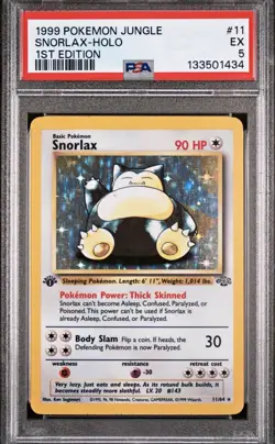 Pokemon Card - Snorlax Holo - 11/64 - Jungle - 1999 - PSA 5 - 1st Edition - Image 1