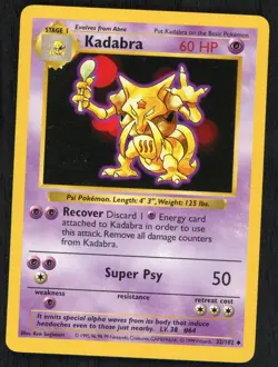 Pokemon Kadabra 032/102 Base Set (Shadowless) Regular NM Card - Image 1