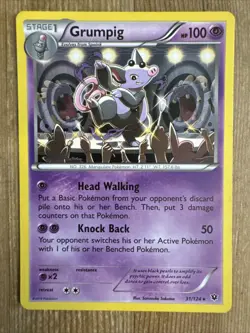 Pokemon TCG Grumpig Fates Collide 31/124 Regular Rare MP - Image 1