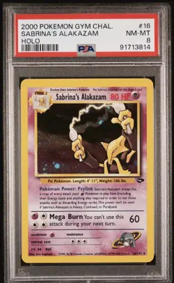 Pokemon TCG Sabrina's Alakazam 16/132 Gym Challenge Holo PSA 8 - Image 1