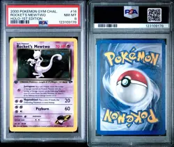 2000 POKEMON GYM CHALLENGE HOLO-1ST EDITION #14 ROCKET'S MEWTWO PSA 8 - Image 3