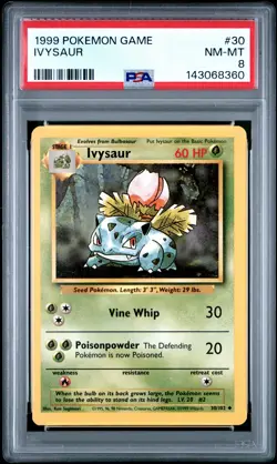 1999 POKEMON GAME #30 IVYSAUR PSA 8 - Image 1