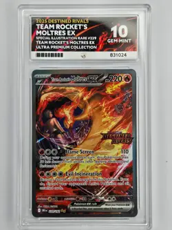 Pokemon 229/182 Destined Rivals Team Rocket's Moltres ex Stamped ACE Graded 10 - Image 1