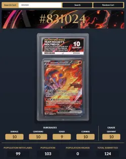 Pokemon 229/182 Destined Rivals Team Rocket's Moltres ex Stamped ACE Graded 10 - Image 3