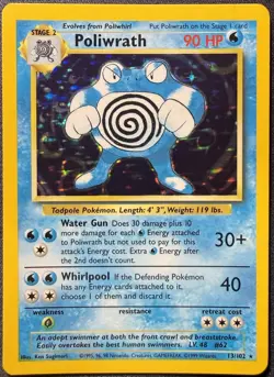 Pokemon TCG Poliwrath 13/102 Base Set Unlimited Holo Rare Vintage - Image 1