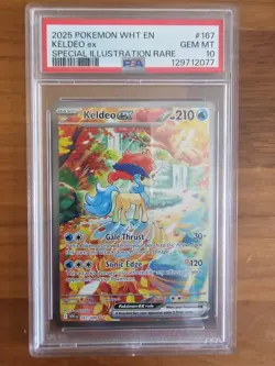 💎Keldeo EX 167/086 SIR 2025 Pokemon White Flare PSA 10 Gem Mint💎 - Image 1