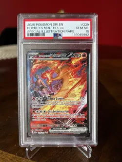 Pokemon Destined Rivals TEAM ROCKETS MOLTRES EX #229/182 SIR PSA 10 GEM MT - Image 1