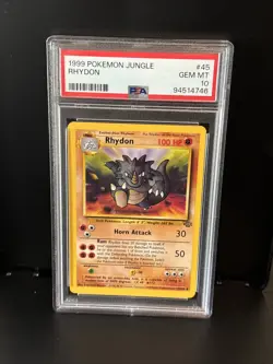 1999 Pokemon Jungle #45 Rhydon PSA 10 Gem Mint - Image 1