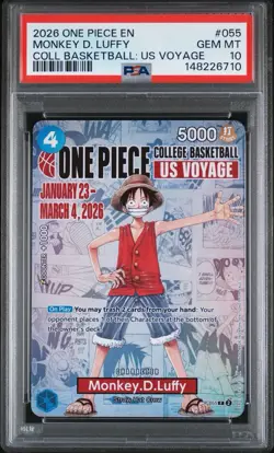PSA 10 One Piece Card Monkey D. Luffy US College Basketball Voyage Promo - Image 1