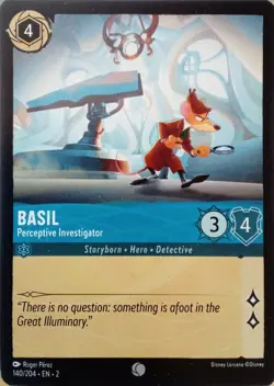 140/204 BASIL PERCEPTIVE INVESTIGATOR FLOODBORN COMMON DISNEY LORCANA CARD - Image 1