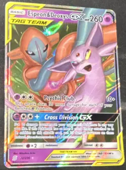 Pokemon Espeon & Deoxys GX Ultra Rare Full Art Holo Card 72/236 Unified Minds - Image 2