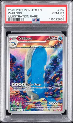 2025 POKEMON JTG EN-JOURNEY TOGETHER ILLUSTRATION RARE #162 WAILORD PSA 10 - Image 1