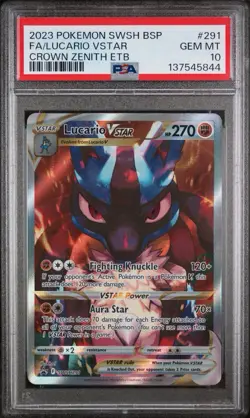 FA/LUCARIO VSTAR CROWN ZENITH ETB POKEMON SWSH BLACK STAR PROMO 2023 291 PSA 10 - Image 1