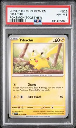 2023 POKEMON MEW EN-151 POKEMON TOGETHER #025 PIKACHU PSA 8 - Image 1