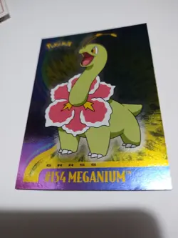 Meganium #154 Silver Foil Pokemon Topps Johto Series 1 2001 Pokemon Card Rare - Image 1