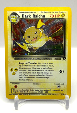 Pokemon Dark Raichu 83/82 Team Rocket Holo Rare 70 HP Card 2000 Card Stock - Image 1