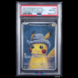 PSA 10 Pokemon 2023 SVP EN Pikachu Grey Felt Hat Pokemon x Van Gogh - Image 1
