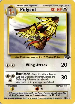 Pokemon Pidgeot (24) Jungle Unlimited 24/64 Rare MP *See Card Scan 1999 - Image 1