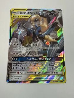 Pokemon Lucario & Melmetal GX 120/214 SM-Unbroken Bonds Ultra Rare Holo Card - Image 1